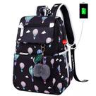 Mochila Feminina Notebook Cabo USB FengDong Desenhos Preta Mochila Feminina Notebook Cabo USB FengDong Desenhos Preta
