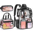 Mochila Fimibuke Clear para meninas com lancheira e estojo de lápis
