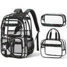Mochila Fimibuke Clear para meninos com lancheira e estojo de lápis Mochila Fimibuke Clear para meninos com lancheira e estojo de lápis