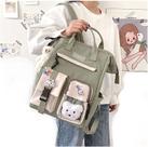 Mochila fofa com alfinete e acessórios, mochila escolar Kawaii para meninas adolescentes (verde)