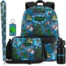 Mochila Get Trend Minecraft Kit 5 Peças com Garrafa de Água