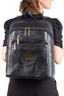 Mochila grande feminina de couro liso Montanna