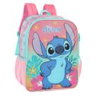 Mochila Grande Lilo Stitch Reforçada Juvenil Rosa Disney