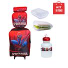 Mochila Homem Aranha Rodinhas Lancheira Térmica C/ 5 Itens