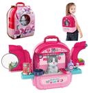 Mochila Hospital Pet Cat Gato Infantil 2 em 1 Com Acessórios DM Toys DMT6803