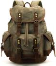 Mochila HuaChen M86 de couro vintage em lona encerada 45L