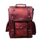 Mochila HULSH feita à mão em couro marrom de 40 cm com compartimento para laptop.