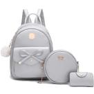 Mochila I IHAYNER em couro para meninas e meninos, 3 peças, prata