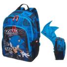 Mochila Infantil de Costas Sonic Touca Capuz Azul Original Mochila Infantil de Costas Sonic Touca Capuz Azul Original