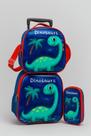 Mochila Infantil Dinossauro C/ Rodinhas 3 Itens Estojo Mochila Impermeável e Lancheira Térmica