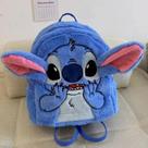 Mochila Infantil Escolar 7L Stitch Azul Pelúcia Fofa Backpack Pequena Costa Sem Rodas Volta as Aulas