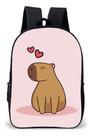 Mochila Infantil Escolar Simples Tema Capivara Rosa Cute Lançamento