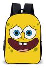 Mochila Infantil Escolar Simples Tema Desenho Esponja Rosto Lançamento
