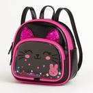 Mochila Infantil Gatinha com Lantejoulas, Bolso Transparente e Detalhes Brilhantes, Presente Perfeito para Meninas.