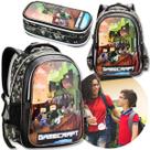 Mochila Infantil Juvenil Escolar Menino Estojo Gamecraft Kit Lançamento Premium