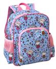 Mochila Infantil LS Bolsas com 4 divisões Estampa Azul com Rosa - MO3171