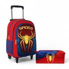 Mochila Infantil Menino Rodinha Escolar Grande + Estojo Box