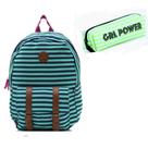 Mochila juvenil Clio listas com detalhes frontal em fivela+ estojo Mochila juvenil Clio listas com detalhes frontal em fivela+ estojo