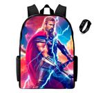 Mochila Juvenil Escolar Lançamento Masculina Mais Relogio Digital Led de Pulso