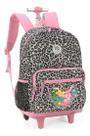 Mochila Juvenil Feminina Estampada Onça Oncinha Rodinhas G
