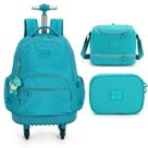 Mochila, Lancheira E Porta-lapis Luxcel Turquesa Feminina