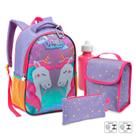 Mochila lancheira estojo garrafa escolar unicornio sereia Mochila lancheira estojo garrafa escolar unicornio sereia