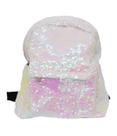Mochila Lantejoulas Branco e Rosa 34x13x32cm Mochila Lantejoulas Branco e Rosa 34x13x32cm