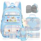 Mochila LEWKANA Cute for Girls com lancheira, pacote com 5 unidades, azul