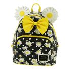 Mochila Loungefly Minnie Mouse Daisies Mini preta/branca/amarela