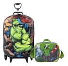 Mochila Malinha Escolar 3d Incrível Hulk 3 Rodinha Lancheira