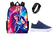 Mochila Masculina Escolar Top Mais Tenis E Relogio Top Novidade