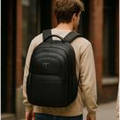 Mochila Masculina Feminina Couro Grande Resistente Elegante Premium Reforçada - Preta