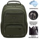 Mochila Masculina Impermeável Executiva Faculdade Reforçada Verde Militar Resistente Escolar Grande 16 Polegadas Viagem