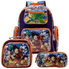 Mochila Masculino Dragon Ball de Costas + Lancheira e Estojo
