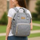 Mochila Maternidade Cinza Bolsa Bebe Fraldas Mamadeira Espaçosa Resistente Organizadora Passeio Viagem Alça Ajustavel Design Moderno Luxo