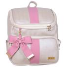Mochila Maternidade Laço Belle Champanhe e Rosa