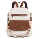 Mochila Missnine em couro PU para mulheres marrom+bege