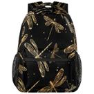 Mochila Mularoka Dragonflies Gold Black Resistente à Água