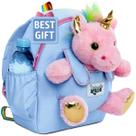 Mochila Naturally KIDS Unicorn Pink com bicho de pelúcia de 5 a 7 anos
