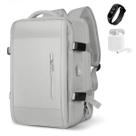 Mochila Notebook Executiva Grande Viagem Cinza Fone Relógio