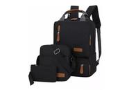 Mochila Notebook Impermeável Com Usb Kit 3 Peças Oxford