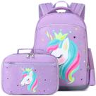 Mochila Octsky Unicorn para meninas e crianças com lancheira roxa