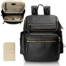 Mochila Omanmoli Bolsa de fraldas de couro 34x15x36 cm preta