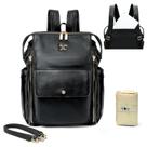 Mochila para fraldas miss fong em couro com trocador preto