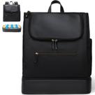 Mochila para fraldas MOMINSIDE, grande em couro e nylon, preta
