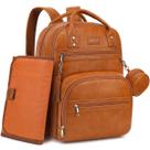 Mochila para fraldas ROSEGIN Vegan Leather Impermeável Marrom