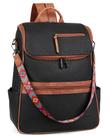 Mochila para laptop FADEON Leather Travel 15,6" preta marrom