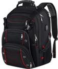 Mochila para laptop grande de 18,4 polegadas VECKUSON com porta de carregador USB vermelha