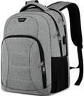 Mochila para laptop Liokesa, porta de carregamento USB de 17,3 polegadas, cinza