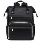 Mochila para laptop LOVEVOOK de couro de 17 polegadas preta